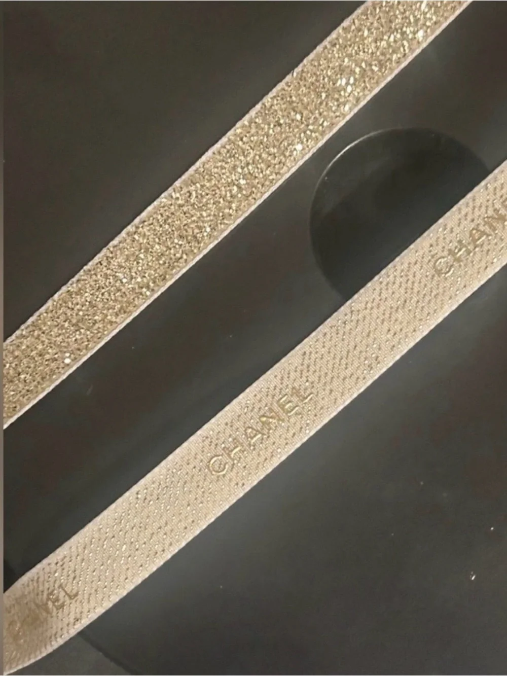CHANEL Gold Metallic Logo Ribbon Full Roll 25 Yards 3/4” Wide Authentic Rare